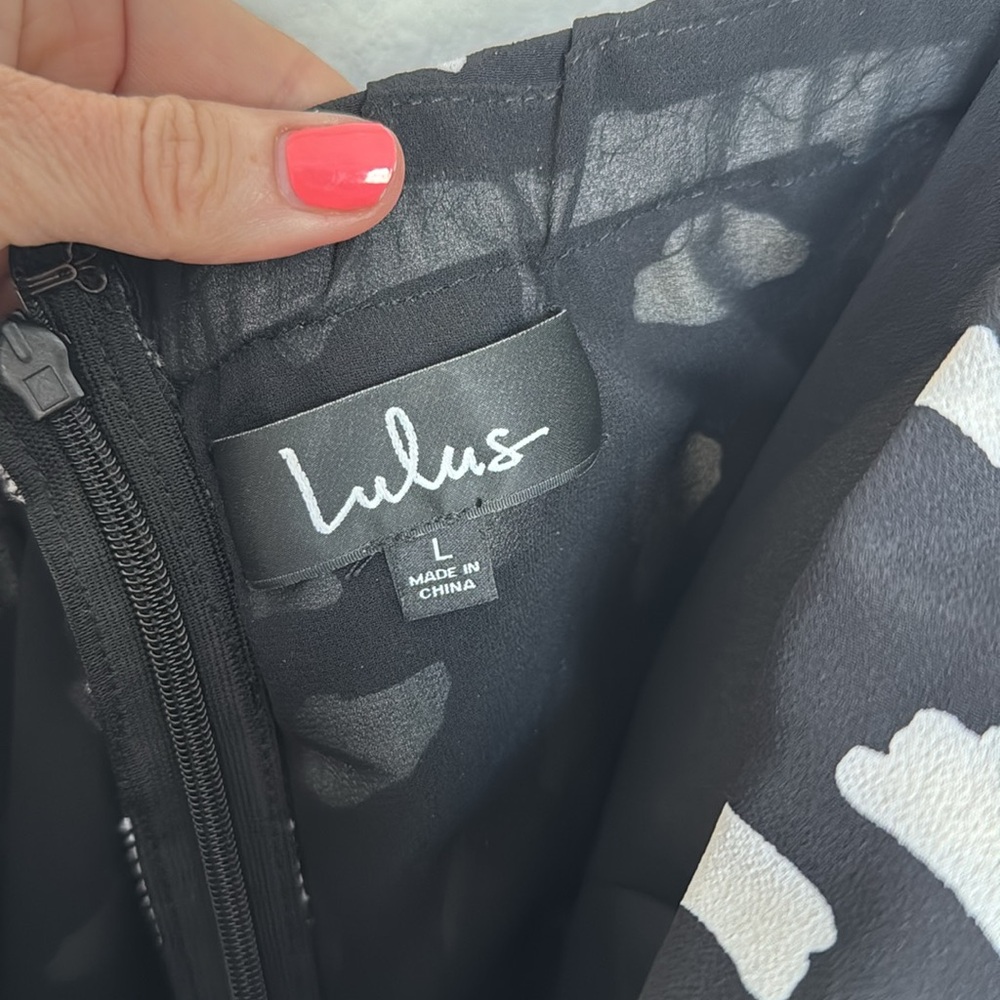 Lulus Inez Black And White Print Tie-front Romper - Size L LIKE NEW WORN ONCE - Picture 7 of 12